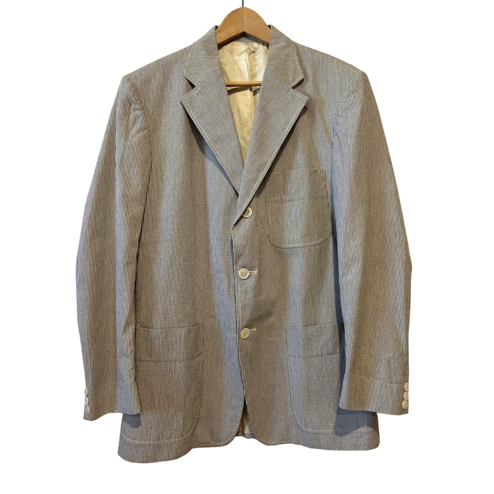 Vintage J.Crew Oarsmen Blazer 40R Striped Seersucker Preppy Sport Coat Ivy Prep
